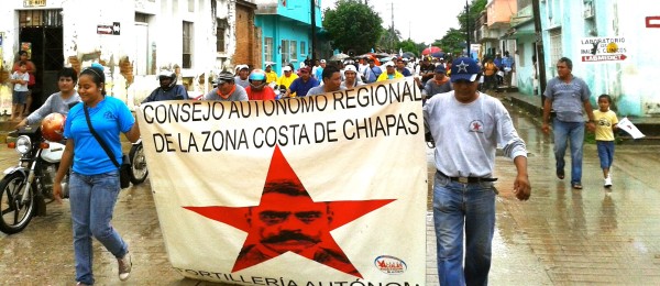 7 años de Lucha y Resistencia” Marcha del Consejo Autónomo Regional de la Zona Costa de Chiapas. Foto: Radio Pozol