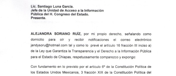 Se le ha negado a la diputada Alejandra Soriano información respecto a las finanzas públicas del ex gobernador Juan Sabines Guerrero 