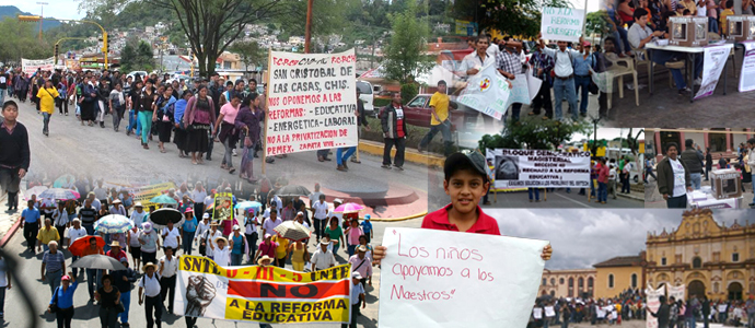 Miles de manifestantes protestaron en Chiapas contra la reformas de Peña Nieto. Collaje: Tifón Estudio/Chiapas PARALELO