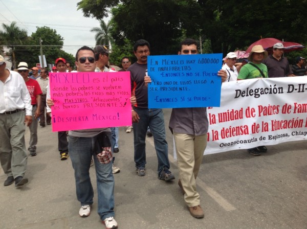 Maestros llevan 13 días de manifestaciones contra la Reforma Educativa. Foto: Isaín Mandujano/Chiapas PARALELO