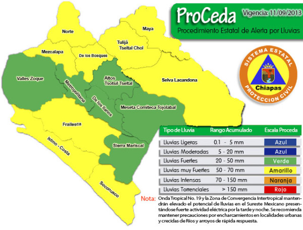 Mapa de lluvias para las próximas horas.  