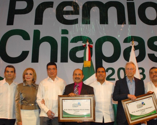 Entrega del Premio Chiapas en el 2013. Foto: Archivo.