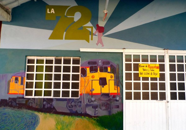  Recepción de "La 72 Hogar-Refugio para Personas Migrantes". Mural y Foto: Saúl Kak