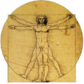 El hombre de Vitruvio de Leonardo Da Vinci. 