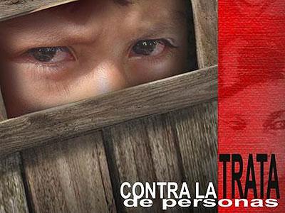 Cartel de una campaña contra la trata de personas. 