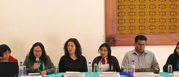 Panelistas en el Foro Regional por los Derechos de la Infancia y la Adolescencia en el Sureste Mexicano. Foto: Melel Xojobal