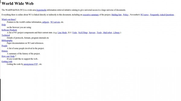 Primera página web publicada por Tim Berners Lee en 1992