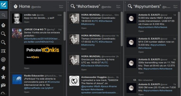 Mi cuenta de Twitter utilizando la aplicación TweetDeck para interactuar