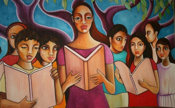 Mural del artista plástico Enrique Díaz, sobre la educación en Chiapas.