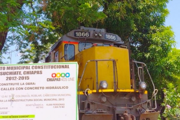 Locomotora llega a Suchiate. Foto: Ángeles Mariscal