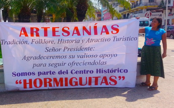 Protesta de artesanos desalojados de Tapachula. Foto: Cesar Rodríguez 