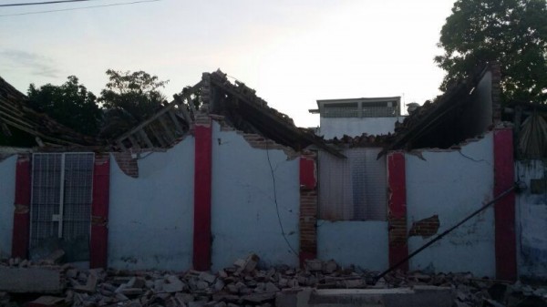 Bardas se colapsaron en el Soconusco por el sismo de este lunes. Foto: Cortesía
