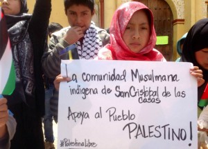 Niña Palestina en la marcha en solidaridad con el pueblo palestino. Foto: Isaín Mandujano