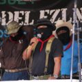 El comandante Tacho y el Subcomandante Moisés encabezaron el sábado 09 de agosto la clausura del encuentro zapatista con otros pueblos indígenas de México. Foto: Elizabeth Ruiz