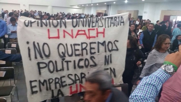 Protestas de académicos de la UNACH. Foto: Cortesía