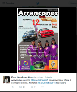 Imagen de la cuenta de twitter del presidente de Mover a Chiapas.
