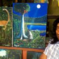 Kayum Maax García, pintor indígena lacandón, originario de Nahá, corazón de la Selva Lacandona. Foto: Ángeles Mariscal/ChiapasPARALELO