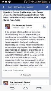 Erick Hernández Suárez como organizador pospuso la fecha de los arancones para dizque garantizar mejores medidas de seguridad.