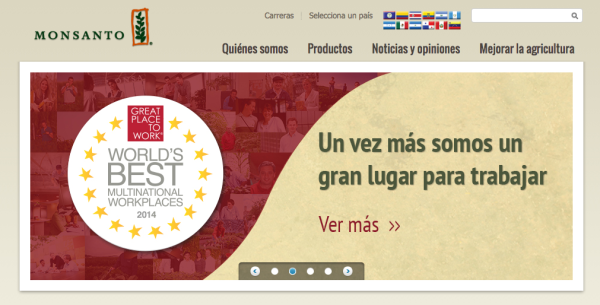 Publicidad en la página web de Monsanto