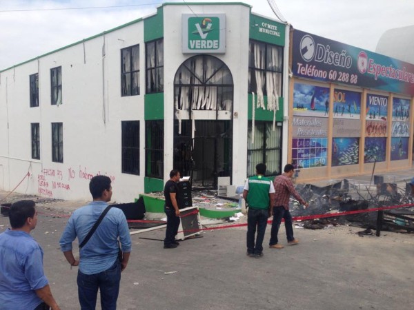 La sede del PVEM municipal de Tuxtla también fue tomada por el magisterio federalizado. Foto: Isain Mandujano/ Chiapas PARALELO.