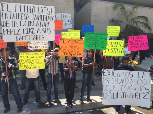 Pobladores de Nicolás Ruiz  demandan el regreso con vida de Guadalupe Pérez. Foto: Chiapas PARALELO