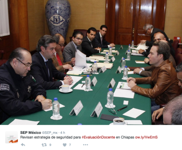 Anuncio de la reunión con Policía Federal. Foto: SEP