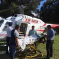 La última imagen que se tuvo del helicóptero, al recoger a la mujer enferma. Foto: Cortesía