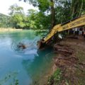 trabajos para recuperar el cause de Cascadas de Agua Azul. Foto: CONAGUA