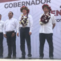 Militantes de MORENA rechazan a candidatos Rutilio Escandón, Eduardo Ramírez y Sasil de León Villard. Foto: Chiapas Paralelo