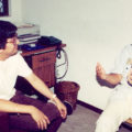 El caricaturista Enrique Alfaro con el periodista Gervasio Grajales. 