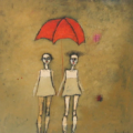 Dos amigas bajo el paraguas/Paola Vergottini-Argentina