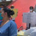  Trabajadores del Hospital General Gómez Maza protestan por falta de quipo para protegerse, en el pico de la pandemia. Foto: Chiapas Paralelo