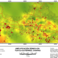 Localización de daños del sismo del 7 de septiembre de 2017 (puntos amarillos daños parciales y puntos rojos daños totales).