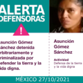 Fue detenida de manera arbitraria junto a su esposo por su participación en la organización Frente Nacional de Lucha por el Socialismo en el Ejido Nucatili. Cortesía: IM-Defensoras