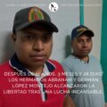 Liberan a los hermanos Abraham y Germán López Montejo, detenidos el 17 de enero de 2011. Cortesía: Frayba.