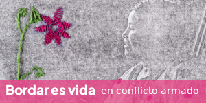Ilustración de una mujer que borda lienzos tradicionales de Chiapas