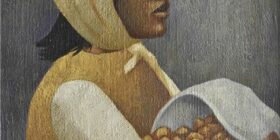 Pintura: Mario Miguel Mollari/Mujer con canasta