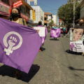 Reporteras marchan en el Día Internacional de la Mujer para exigir justicia por los asesinatos a periodistas en Chilpancingo de los Bravo. Avigaí Silva/Global Press Journal México