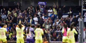 Carmen Ortega. (Barra Feminista en el partido América vs Juárez Liguilla Cuartos de final Clausura 2023) 