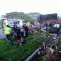 Accidente carretero en el kilometro 134 de la carretera costera Pijijiapan-Tonalá. Cortesía: Protección Civil Chiapas