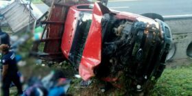 Accidente carretero en el kilometro 134 de la carretera costera Pijijiapan-Tonalá. Imagen: Cortesía