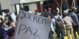 El 15 de febrero de 2015, habitantes de Pantelhó pidieron al gobernador  de Chiapas creara condiciones de paz en el municipio, y llamara a elecciones extraordinarias. Foto: Ángeles Mariscal