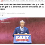   El ultraderechista José Antonio Kast fue elegido presidente de Chile al vencer este domingo a la izquierdista Jeannette Jara.