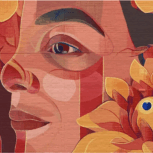 Mural de la artista Gleo con rostros de mujeres.